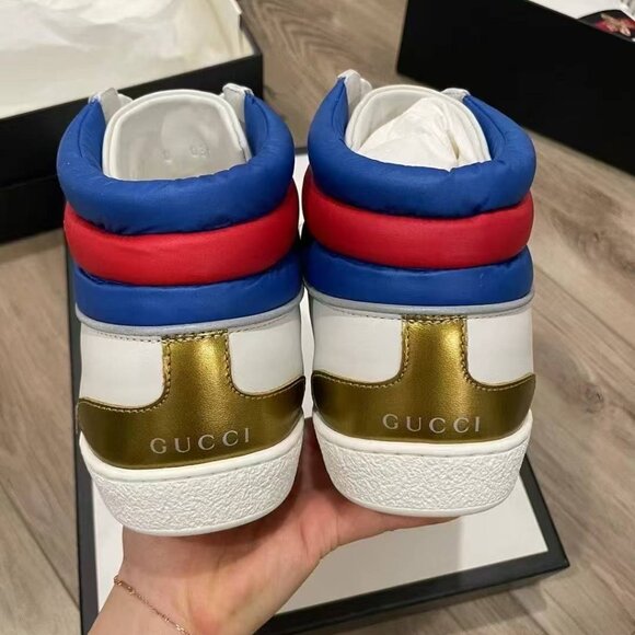 NIB Authentic Calfskin Web Mens Ace High Top Sneakers - Picture 3 of 4